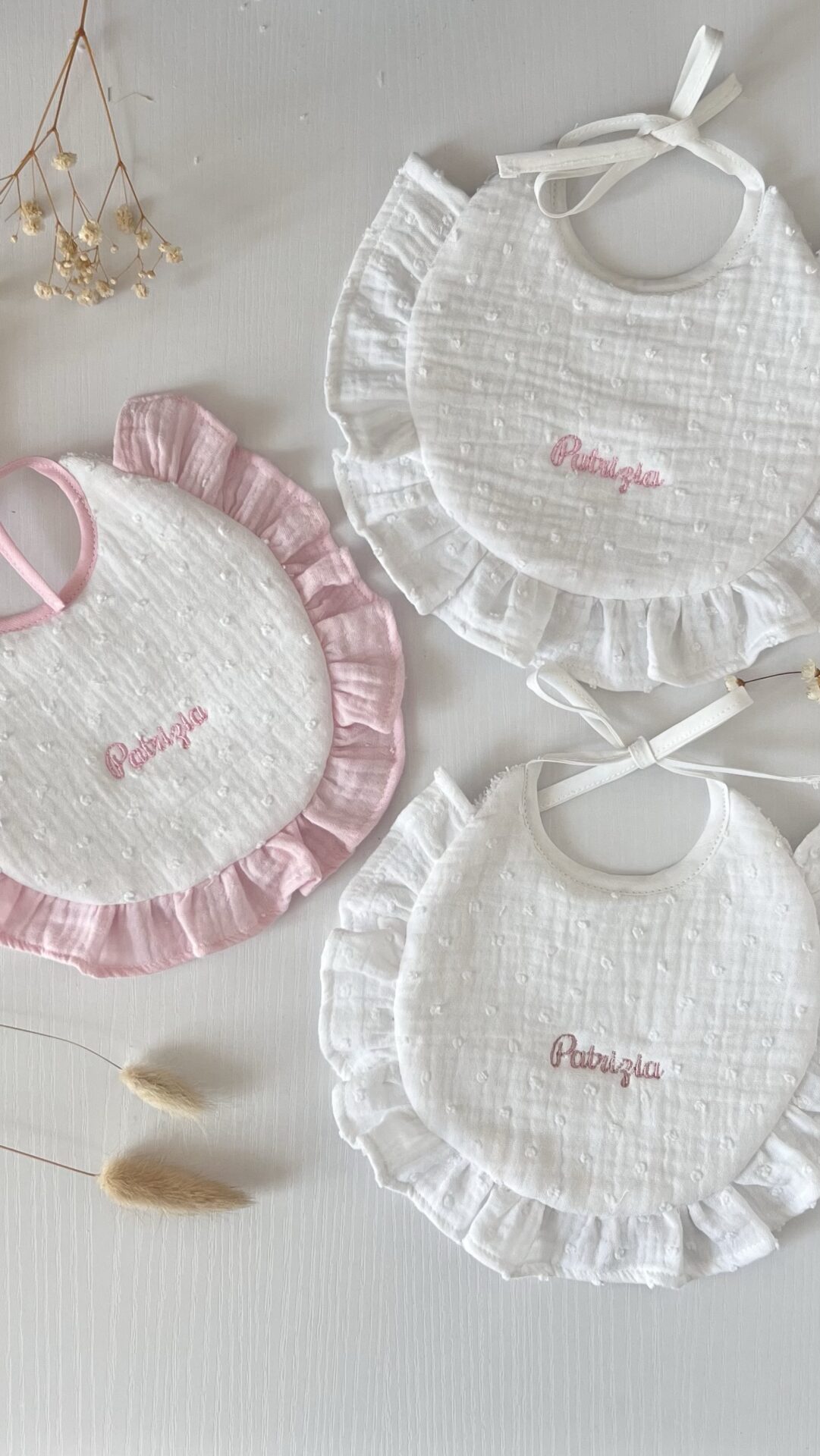 Set 3 Bavaglini personalizzati con rouches